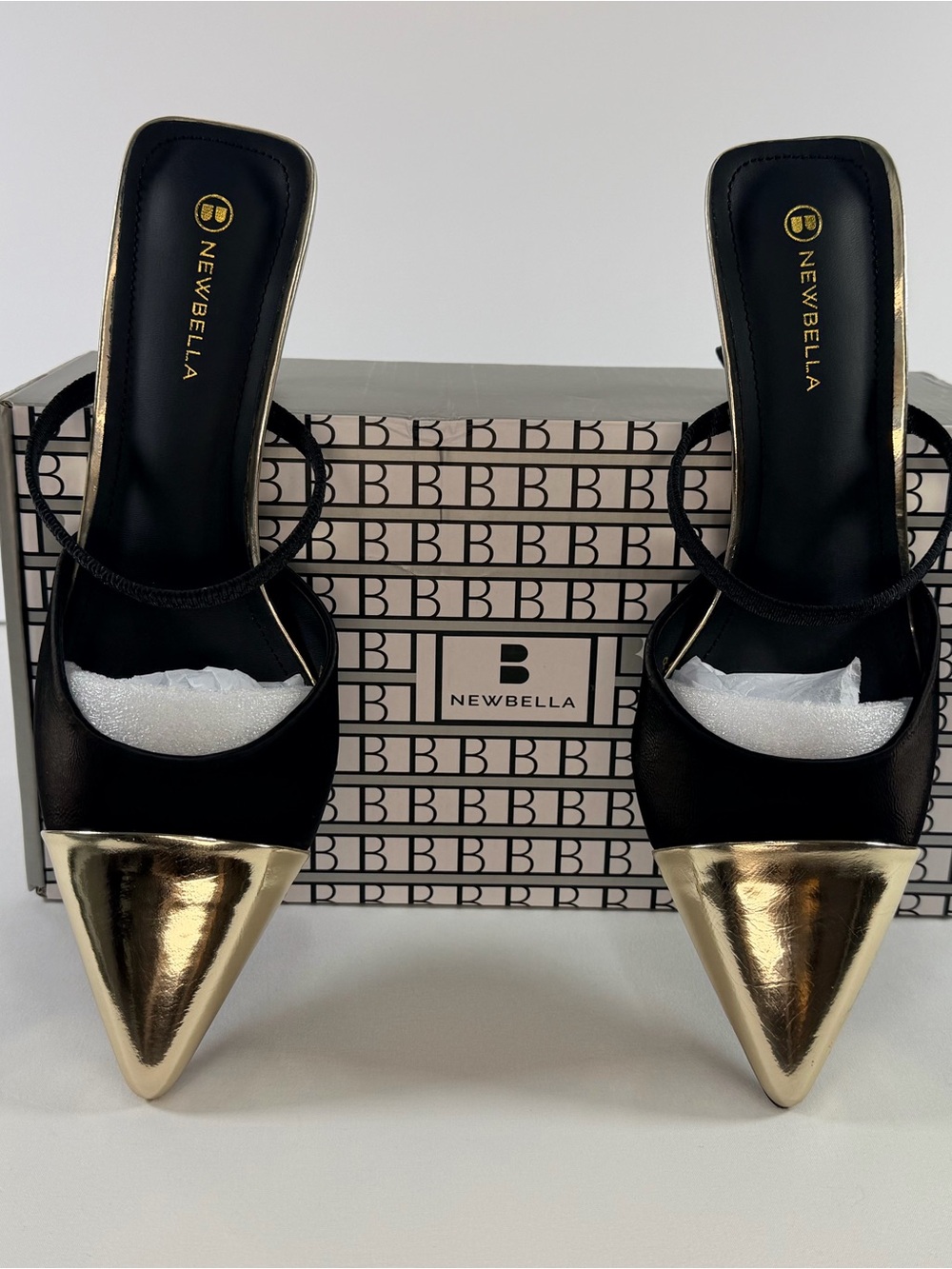 NWT NEWBELLA Pointed Toe Kitten Heel Mules Size 8 - Picture 3 of 15